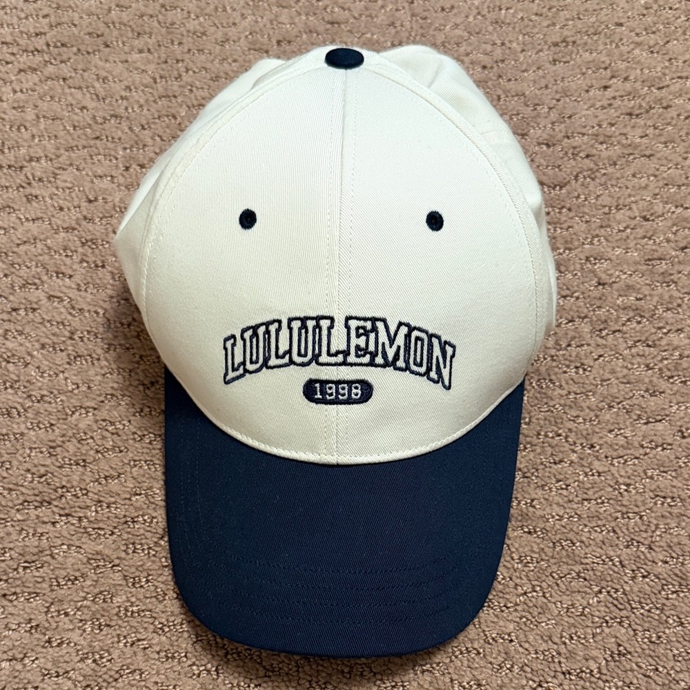 NWOT Lululemon Cream and Navy Cap